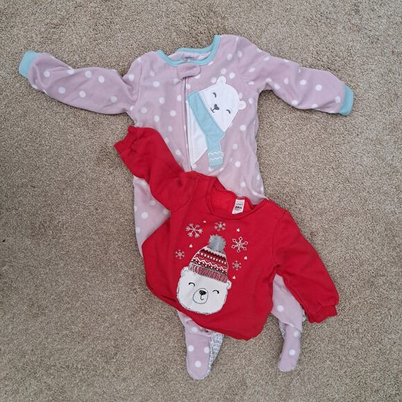 Carter's 24 Month Winter Polar Bear  Sweatshirt and Footsie Jumper - Picture 1 of 9